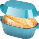 Enameled Cast Iron Dutch Oven for Bread Baking  3QT Oval Round Heavy Duty Bread Pan with Lid, Non-Stick Ceramic Coating,Loaf Cast Iron Bread Oven for Sourdough, Baking, Roasting, Braising, Stovetop & Oven Safe (Blue)