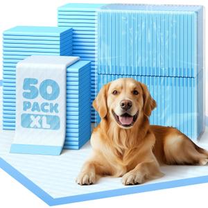 50-Pack X-Larg Puppy Pads - 34" x 28" Extra Large Pee Pads for Dogs with 6-Layer Leakproof Protection, Quick-Dry and Disposable Dog Pads with High Absorbency for Easy Potty Training