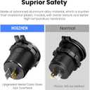 Upgraded 4 Port 12V USB Outlet, 78W Dual PD & QC Aluminum Alloy USB Ports with LED Voltmeter Waterproof for Cars, Cigarette Lighter Replacement 12V Socket for Boats RV Trucks and Motorcycles