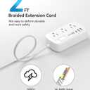 Short Extension Cord 2 Foot - Flat Plug Small Power Strip Surge Protetor with 6 Outlets 3 USB (5V/3.4A 17W) Charging Ports, Multi Plug Wall Outlet Splitter for Home Office Dorm Roomc, White