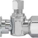 Eastman 1/2 inch FIP x 1/4 inch OD Compression Quarter Turn Angle Stop Valve, Brass Plumbing Fitting, Chrome, 10732LF