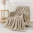 Khaki Throw Blanket for Couch Sofa 50x60 inches Striped Fleece Blankets Room Home Decor Lightweight Plush Soft Cozy Gifts for Women Mom Girls