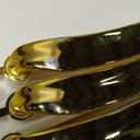 Zufudo 3 Pack Serving Tray with Handles, Stackable Reusable Trays for Serving Food, Plastic Serving Platters for Party, Charcuterie, Fruit, Appetizer, Cream Gold