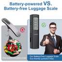 Battery-Free Digital Luggage Scale, 110lbs/50kg Portable Handheld Hanging Scale for Luggages, Suitcases, Backpacks & Bags, Easy Weighing for Travel, No Need Batteries (Black)