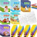 Gilprop 672pcs Christian Coloring Books with Crayons for Kids Easter Mini Coloring Book Bulk Religious Bible Story Activity Gift for Sunday School Church Basket Stuffer DIY Party Favor Craft (Bible)