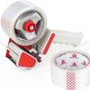 BOMEI PACK Heavy Duty Packaging Tape Dispenser, 2 Inch Tape Gun with Clear Tape, 1 Dispenser + 2 Rolls