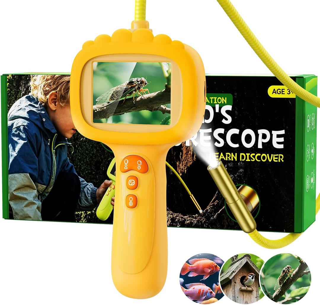 Borescope Snake Camera with Light for Kids, Outdoor Educational STEM Toys, Science Gifts for 5 Year Old Boy, Camping Nature Activities, Best Birthday Gift for Boys, Girls Ages 4,5,6,7,8,9,10(Orange)