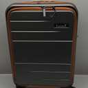 Carry On Luggage 22x14x9 Airline Approved, FLO5 Expandable Polycarbonate Suitcase with Front Pocket (FX-Core, Brown-Black, 20 Inch)