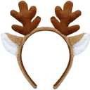 Reindeer Antlers Headband - Animal Ears Headbands Fluffy Realistic Deer Antler Hairband Party Cosplay Costume Washing for Christmas Halloween