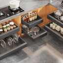 6Pack Expandable Pull Out Cabinet Organizer 21"Deep with Raising Pad for Framed Cabinets,Slide Out Drawers with 4pcs Divider Racks,Roll Out Shelves Adhesive,Adjustable Width 12.05"-20.4"Black