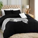 Utopia Bedding Duvet Cover Set with Pillowcases - 3 Pieces Bedding Duvet Cover with Zipper Closure - 1 Duvet Cover with 2 Pillowcases - Soft Brushed Microfiber(Full, Black)