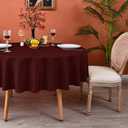 MEANMOY Burgundy 210 GSM Water & Stain Resistant Round Tablecloth for Circle Table - Solid 48 Inch Dark Red Table Cloth Cover in Wrinkle Free Durable Washable Polyester Fabric for Party, Banquet