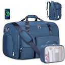 ACESAK Garment Bags for Travel, 2 in 1 Convertible Carry On Duffle Bag Suit Bags Foldable Backpacks with Shoe Compartment & Toiletry Bag, Hanging Bags for Clothes Dress Suit for Men Women Gift (Blue)