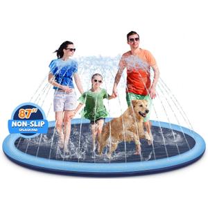Splash Pad for Kids and Dogs, 87'' Extra Large Splash Pad for Toddlers 1-3 and Kids Ages 4-8, Non Slip Thicken Sprinkler Dog Pool Summer Outdoor Water Toys for Backyard