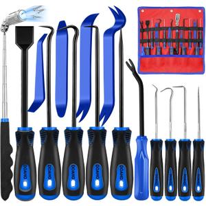 15 Pcs Automotive Hook and Pick Tool & Trim Removal Tool Set with Scraper, Magnetic Telescoping, Plastic Pry for Auto Engine Oil Seal O-Ring Repair, Car Interior Panel and Fastener Removal
