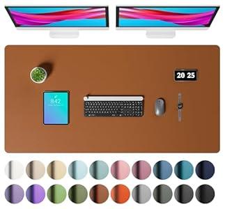 Aothia Faux Leather Desk Mat – Large Mouse Pad, Non-Slip PU Leather Blotter, Waterproof Writing Surface for Office and Home (Brown, 47.2" x 23.6")