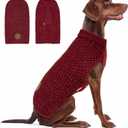 KYEESE Dog Sweater for Large Dogs with Leash Hole Warm Pullover with Reflective Yarn Male Thick Stretchy Knitwear Winter Soft Pet Coat boy for Cold Weather Comfy Dog Sweaters, Dark Red,XXX-Large (XXXL (70-90lbs))
