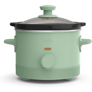bella 1.5 Qt Slow Cooker with 3 Heat Manual Control, Ceramic Nonstick Coating, Dishwasher Safe Stoneware Pot and Tempered Glass Lid, Tangle Free Cord Wrap & Cool Touch Handles, Seaglass