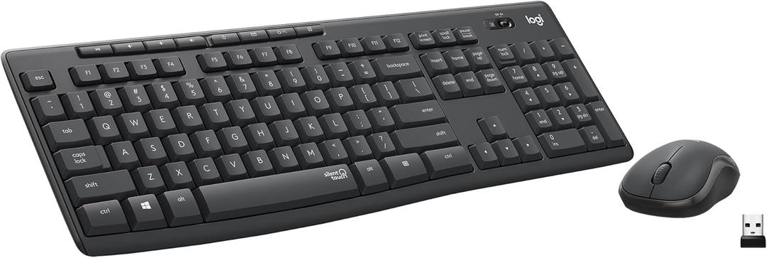 Logitech MK295 Wireless Mouse & Keyboard Combo with SilentTouch Technology, Full Numpad, Advanced Optical Tracking, Lag-Free Wireless, 90% Less Noise - Graphite (Black)