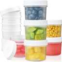 TUZAZO 5 Oz Food Storage Jars with Screw Lids (12-Count) BPA Free Small Plastic Freezer Containers for Sauce, Jam and Puree, Reusable Plastic Ice Cream Containers