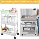 Volnamal Baby Diaper Caddy, Plastic Movable Cart for Newborn Nursery Essentials Diaper Storage Caddy Organizer for Changing Table & Crib, Easy to Assemble, Beige