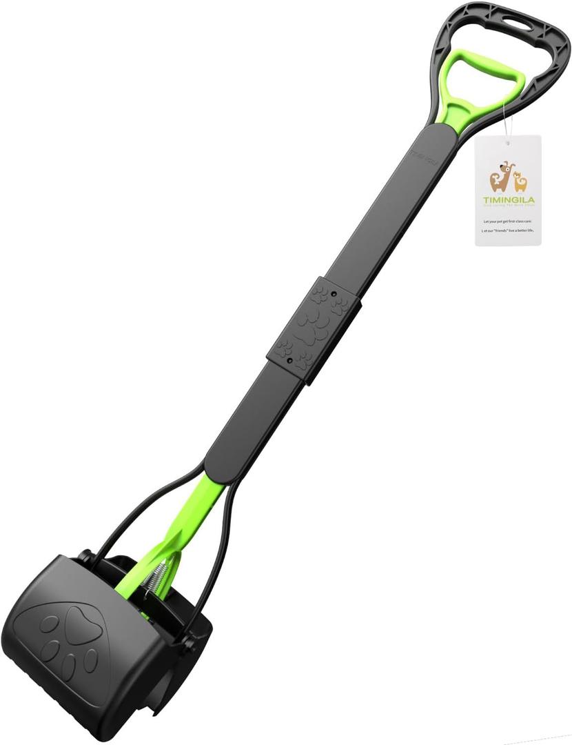 TIMINGILA 33" Long Handle Portable Pet Pooper Scooper for Large and Small Dogs,High Strength Material and Durable Spring,Great for Lawns, Grass, Dirt, Gravel