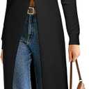 GRACE KARIN Womens Long Cardigan Trendy, Lightweight Knit Dusters Coat, V Neck Button Up Sweater Maxi Dress (Small, Black)