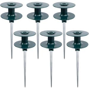 Twinkle Star 10 Inch Garden Hose Guide Spike, Rust Free Zink Sturdy Metal Stake, Heavy Duty Dark Green Spin Top, Keeps Garden Hose Out of Flower beds, for Plant Protection, 6 Pack