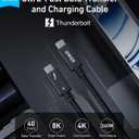 8 x Anker Prime Thunderbolt 4 Cable, 3.3 ft USB C to USB C Cable, 240W Charging, 40Gbps Data Transfer, Supports 8K/4K Displays, for iPhone 16 Series, MacBook Air, iPad, Samsung (Thunderbolt 4-Certified)