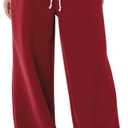 HeSaYep Women's Fleece Lined Sweatpants Wide Leg Thermal Winter Warm Baggy Sweat Pants with Pockets (Red), XS