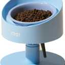 MS!MAKE SURE Adjustable Raised Cat Bowls, Ceramic Elevated Cat Bowls, Pet Bowl with Anti - Slip Rubber Pad, Leak - Proof, Lead & Cadmium Free, Whisker - Friendly, for All Life Stages of Age Blue