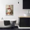 NTEUMM Christmas Wall Art Snowman Wall Decor Snowman on The Toilet Christmas Pictures Home Decorations Winter Scene Painting Farmhouse Poster Living Room Wall Art Canvas Prints Canvas Roll 16x24 inch (Color2-Unframed)