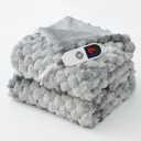 Heated Blanket Electric Throw 50"x60", Faux Rabbit Fur Electric Blanket, Tie Dye Soft Flannel Heating Blanket for Couch, 6 Heat Settings, 1-4H Timer, Machine Washable, Gift, Blue