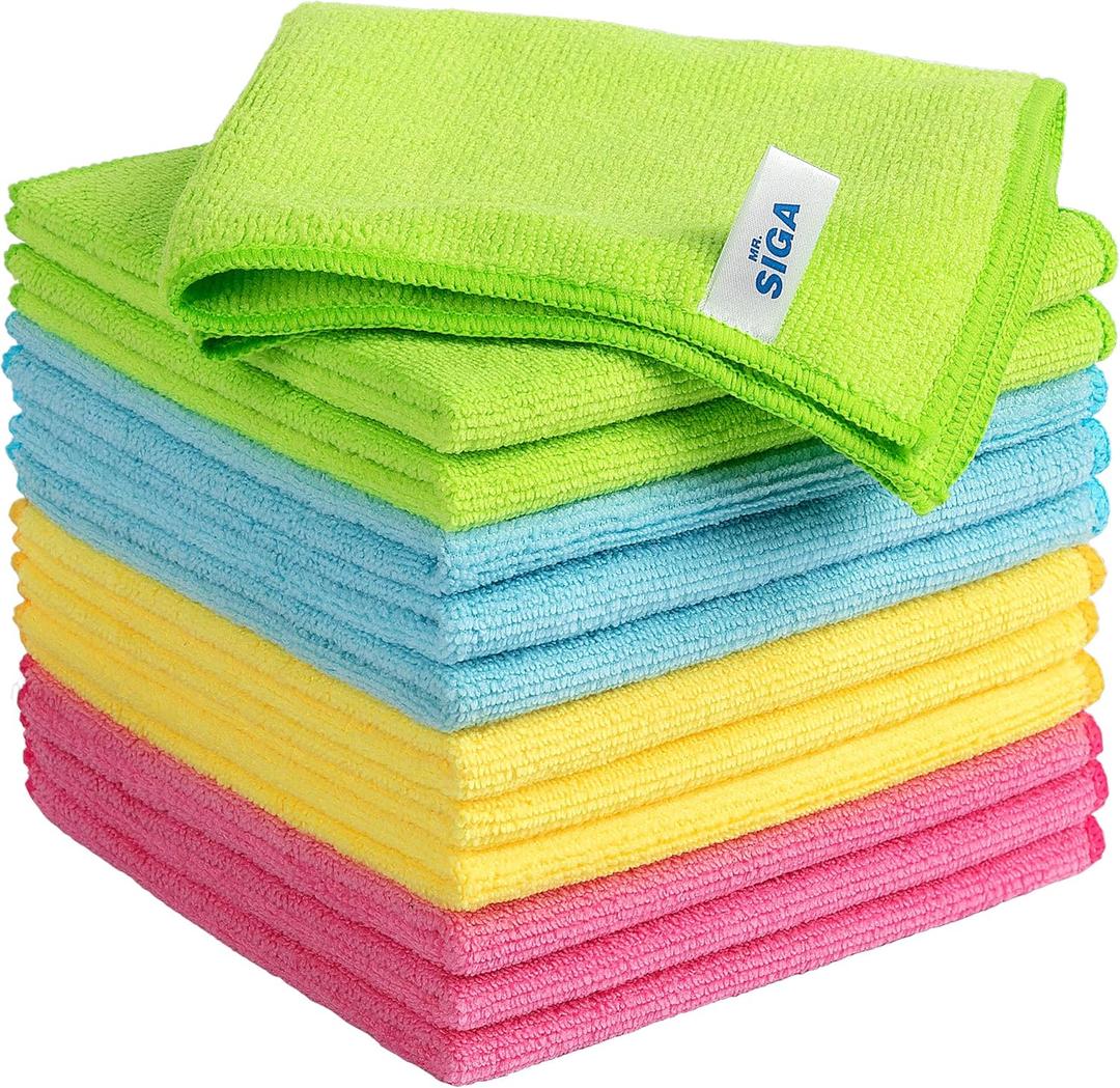 MR.SIGA Microfiber Cleaning Cloth,Pack of 12,Size:12.6" x 12.6" (Assorted)
