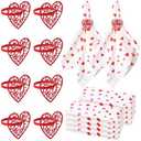 16 Pcs Valentine Napkin Rings and Valentine Cloth Napkins, Metal Heart Valentines Day Napkin Rings Holders Set of 8 & 8 Pcs Pink Red Napkins Cloth for Valentines Day Wedding Dinner Table Decor