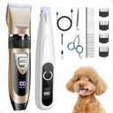 PAPMINI 2 in 1 Dog Grooming Kit, Low Noise Rechargeable Dog Clippers for Grooming, Cordless Dog Grooming Clippers and Dog Paw Trimmer, Dog Shavers for Grooming Small Dogs Cats Animals (Gold)
