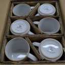 famiware Coffee Mug Set for 6, Star 12 oz Catering Mugs Cup Set with Handle for Coffee, Tea, Cocoa, Milk - Ceramic Stoneware Drinkware Set, Cappuccino White