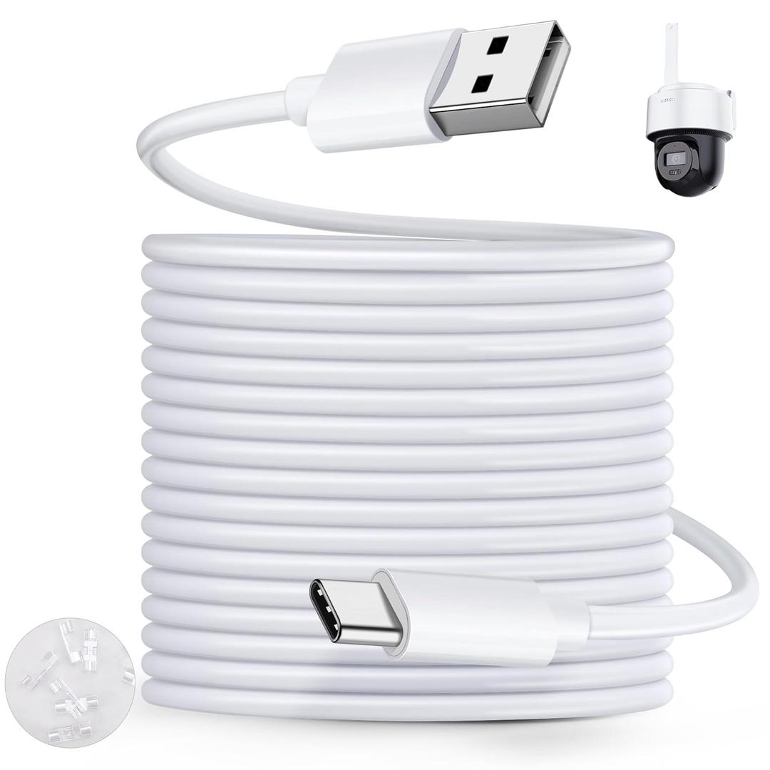 USB to USB C Extension Cord Power Cord for Security Camera CCTV 46FT Type C Long Power Cable Cameras for Home Security Outdoor Indoor Extension Cord Extension Cable for Xiaomi Mi eufy Camera