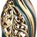 19 inch Tall Floor vase, Green and Gold Ceramic vase, Pottery Decorative vase, Unique Pampas Grass vase Suitable for Living Room Floor, Home Office, Porch Home Centerpiece Decorative Large vase