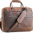 Handmade World Leather Briefcase Messenger Bag For Men 'Vintage Vanguard' Full Grain Buffalo Leather 18 Inch Laptop Computer Satchel Crossbody Business Work Office