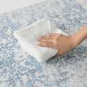 Washable Area Rug for Living Room - Stain Resistant Urtla Thin Rugs with Non Slip Rubber Backing - Indoor Floor Carpet for Dining Room Home Office Dorm (Blue/White, 2x8 Feet)