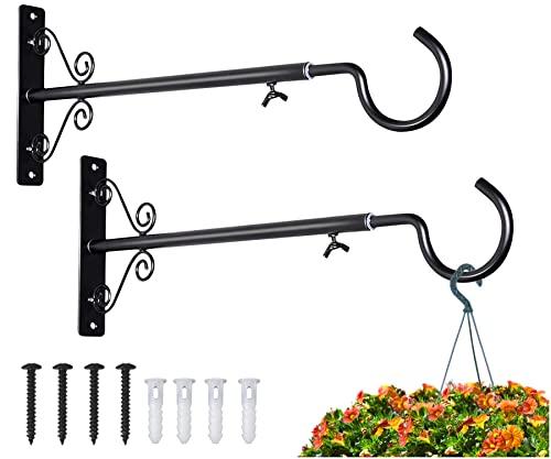 BOLITE Bird Feeder Hanger(16 to 24 Inch), Adjustable Hanging Plant Brackets, Plant Hangers for Hanging Bird Feeders, Planters, Lanterns, Wind Chimes, String Lights, 2 Pack, Black