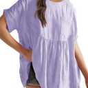 Tankaneo Womens Summer Babydoll Tops Casual Loose Fit Peplum Oversized Tunic Shirts (Purple, XXL)
