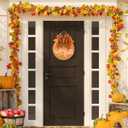 Hello Fall Wreath for Front Door, 12 Inch Fall Door Sign with Bow, Maple Leaves and Berries, Rustic Fall Decor for Porch, Wall, Thanksgiving & Harvest Season