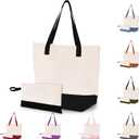 HIFA Personalized Custom Tote Bag for Women, Canvas Tote Bag - Zipper Closure, Extra Inner Pocket - Shoulder Bag
