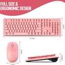 Wireless Keyboard and Mouse Combo, Full Size Compact Quiet Wireless Keyboard and Mouse Set 2.4G Ultra-Thin Sleek Design for Windows, Computer, Desktop, PC, Notebook, Laptop,Round Keys Pink