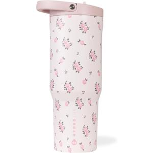 HydroJug Sport - Stainless Steel Tumbler with Straw, Vacuum Insulated, 32oz Leakproof Water Bottle, Ergonomic Design, Reusable, Dishwasher Safe, Rubber Base, Durable for Gym or Outdoors, Wildrose