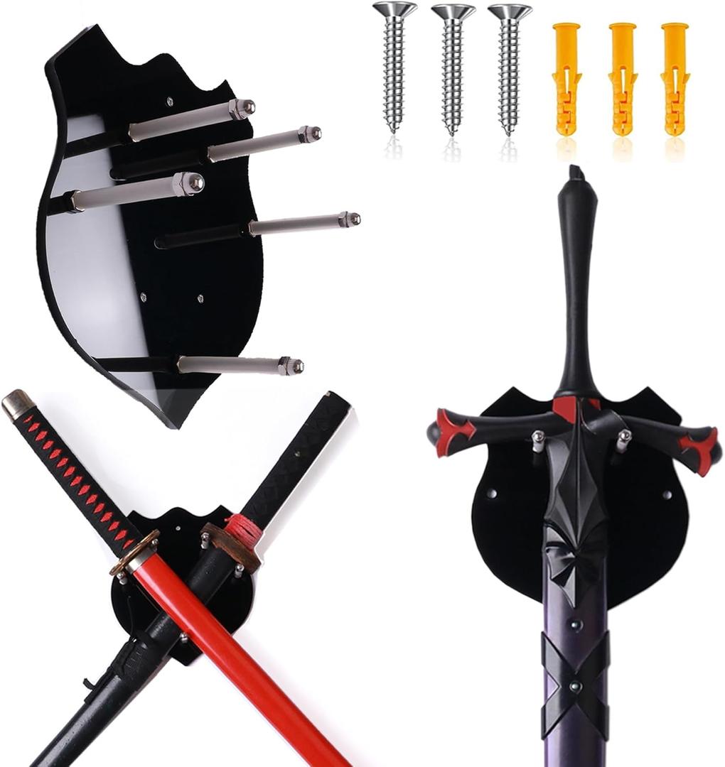 Sword Hanger,Sword Wall Mount,Axe Holder,Acrylic sword display stand,The sword stand holder can display two swords or a single sword at the same time with Hardware (Pack of 1)