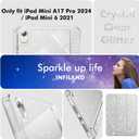 INFILAND for iPad mini 7 Case (A17 Pro), iPad mini 7th / 6th Generation Case 2024/2021 8.3 Inch, Glitter Cute Protective Cover with Clear Sparkle Back, Pencil Holder for Kids Girls, Silver (Sliver)