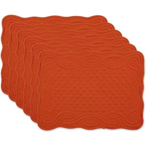 DII Quilted Farmhouse Collection Tabletop, Placemat Set, Pumpkin Spice, 6 Piece